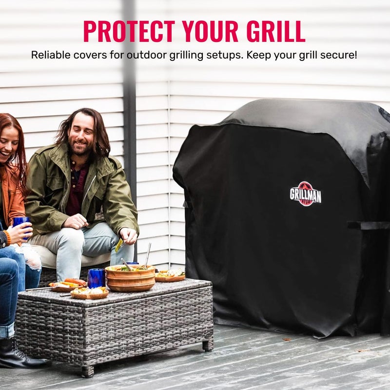 Grillman Grill Cover, BBQ Outdoor Grill Covers, Charcoal, Gas Grills, Waterproof, Rip-Proof, Weather-Resistant, Anti-UV, Barbecue Cover for Weber, Genesis, Charbroil, Nexgrill, etc (Black, 64 Inch) - Image 2